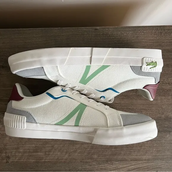 LACOSTE White L004 Canvas Men's Trainer Shoes Size 12 #1140