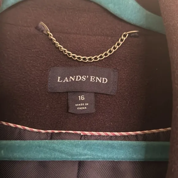 Land’s End Purple Double Breasted Wool Cashmere Blend Coat Size 16