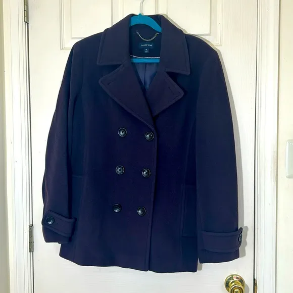 Land’s End Purple Double Breasted Wool Cashmere Blend Coat Size 16