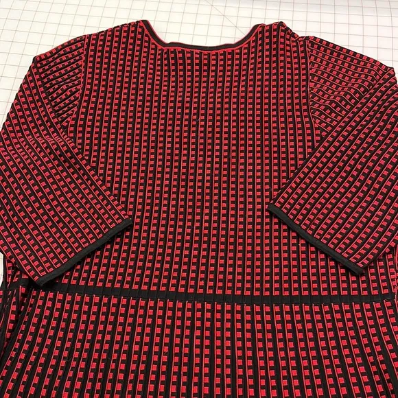 LANE BRYANT NWOT Fit/Flare 3/4 Red/Black Scoop Career/Party Sweater Dress 26/28