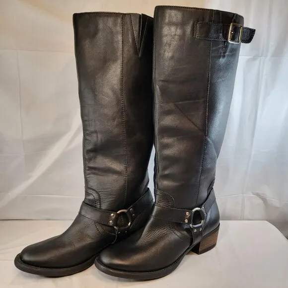 Lane Bryant Sienna Tall Leather Boots Size 10W Black