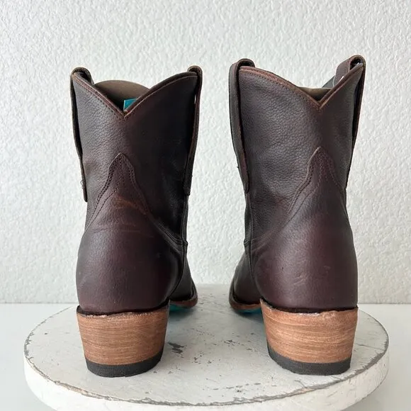 Lane EMMA JANE Womens Cowboy Bootie 8 Brown Leather Western Cowgirl Short Boots