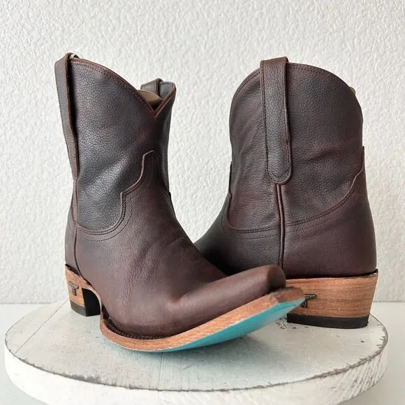 Lane EMMA JANE Womens Cowboy Bootie 8 Brown Leather Western Cowgirl Short Boots