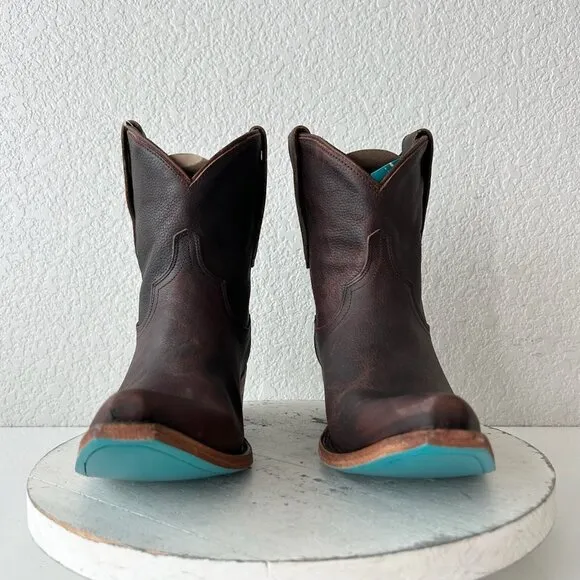 Lane EMMA JANE Womens Cowboy Bootie 8 Brown Leather Western Cowgirl Short Boots