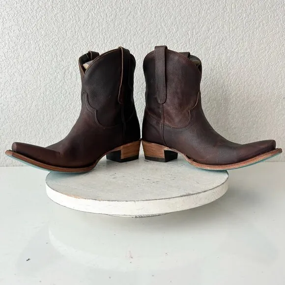 Lane EMMA JANE Womens Cowboy Bootie 8 Brown Leather Western Cowgirl Short Boots