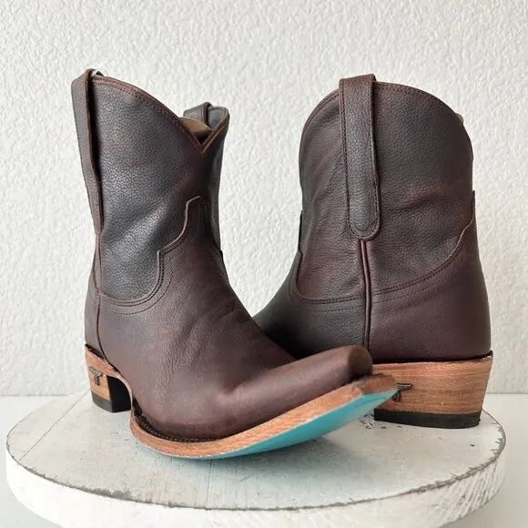 Lane EMMA JANE Womens Cowboy Bootie 8 Brown Leather Western Cowgirl Short Boots