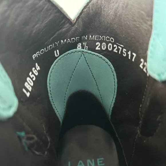 Lane EMMA JANE Womens Cowboy Bootie 8.5 Turquoise Leather Western Cowgirl Boots