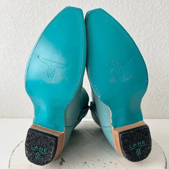 Lane EMMA JANE Womens Cowboy Bootie 8.5 Turquoise Leather Western Cowgirl Boots