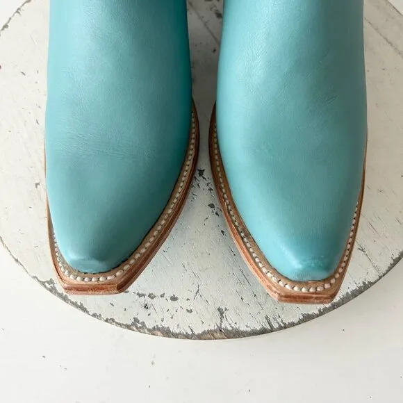 Lane EMMA JANE Womens Cowboy Bootie 8.5 Turquoise Leather Western Cowgirl Boots