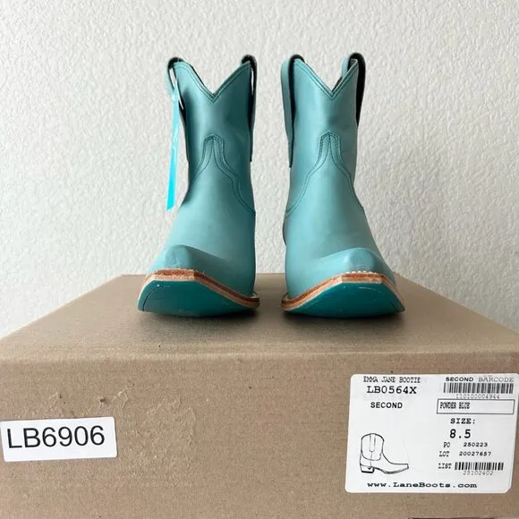 Lane EMMA JANE Womens Cowboy Bootie 8.5 Turquoise Leather Western Cowgirl Boots
