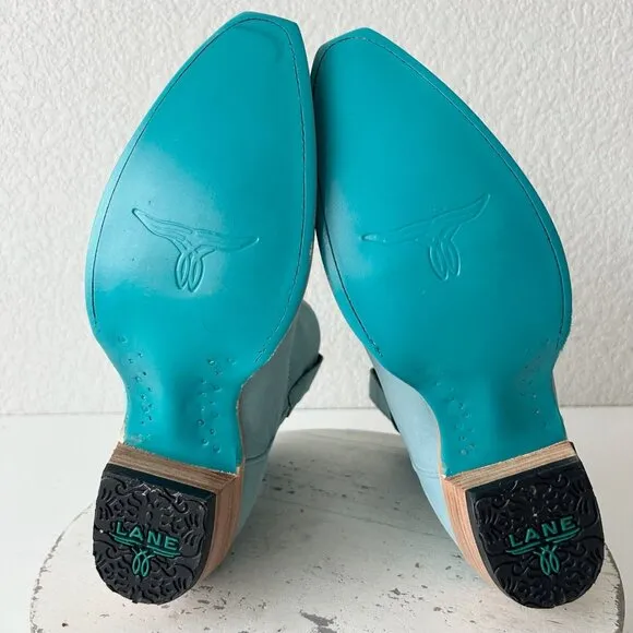 Lane EMMA JANE Womens Cowboy Bootie 9 Western Blue Cowgirl Short Ankle Boots