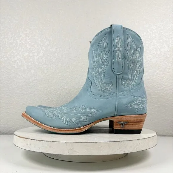 Lane LEXINGTON Blue Cowboy Boots 7.5 Leather Western Ankle Bootie Short …
