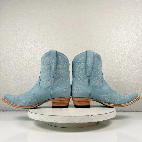 Lane LEXINGTON Blue Cowboy Boots 7.5 Leather Western Ankle Bootie Short …
