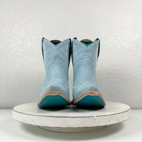 Lane LEXINGTON Blue Cowboy Boots 7.5 Leather Western Ankle Bootie Short …