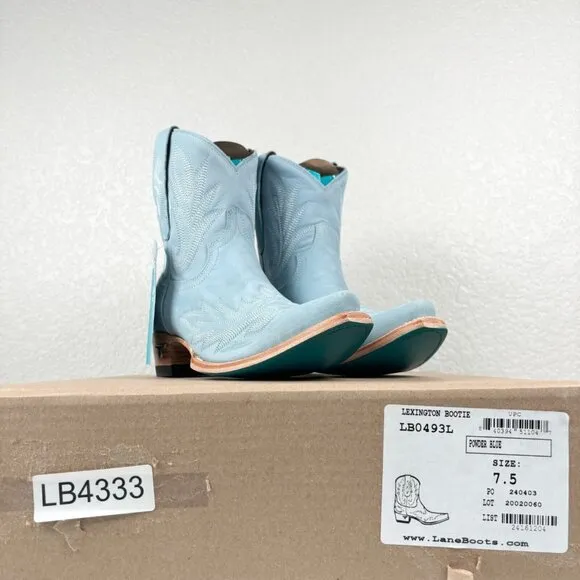 Lane LEXINGTON Blue Cowboy Boots 7.5 Leather Western Ankle Bootie Short …