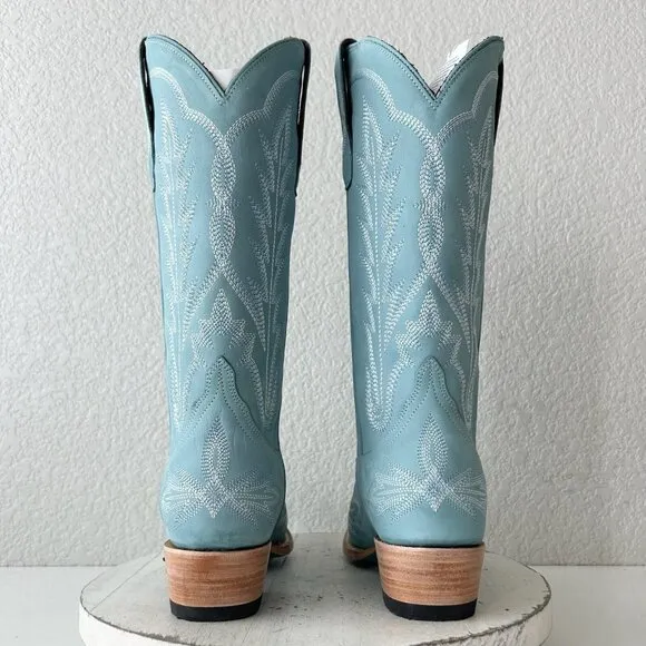 Lane LEXINGTON Womens Cowboy Boots 7.5 Powder Blue Leather Western Cowgirl Tall