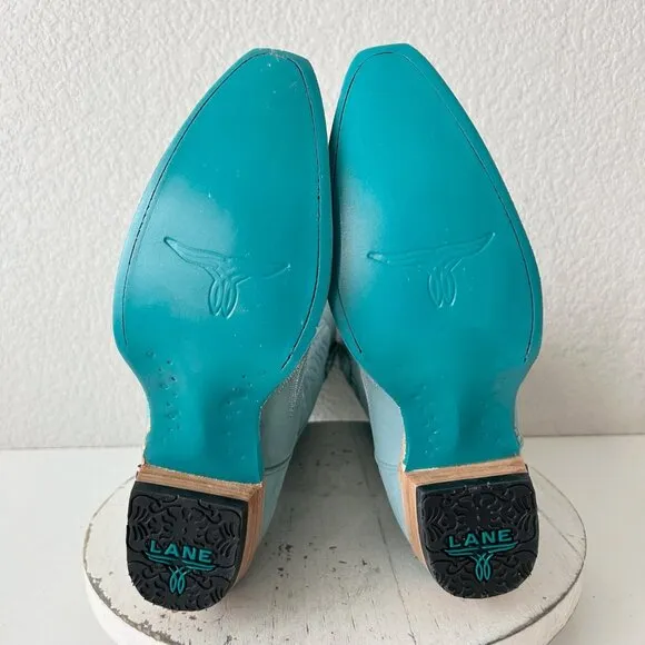 Lane LEXINGTON Womens Cowboy Boots 7.5 Powder Blue Leather Western Cowgirl Tall