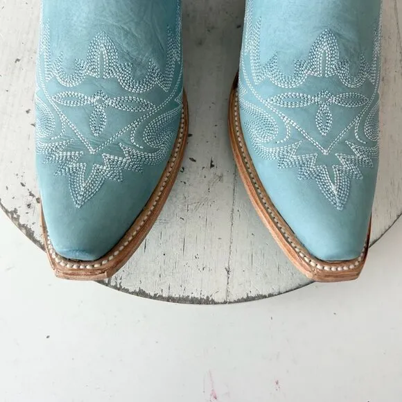Lane LEXINGTON Womens Cowboy Boots 7.5 Powder Blue Leather Western Cowgirl Tall