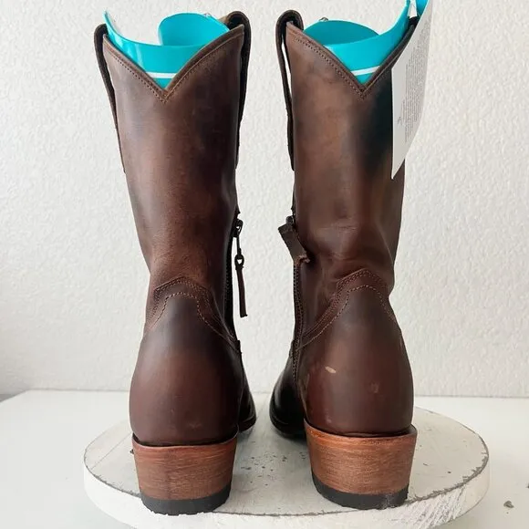 Lane PLAIN JANE Womens Midi Cowboy Boots 7.5 Brown Leather Western Cowgirl Short