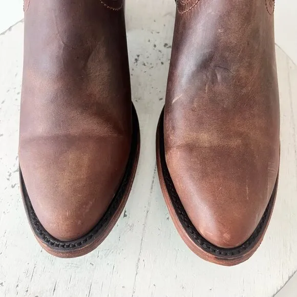 Lane PLAIN JANE Womens Midi Cowboy Boots 7.5 Brown Leather Western Cowgirl Short