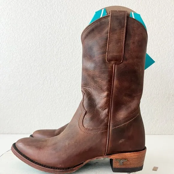Lane PLAIN JANE Womens Midi Cowboy Boots 7.5 Brown Leather Western Cowgirl Short
