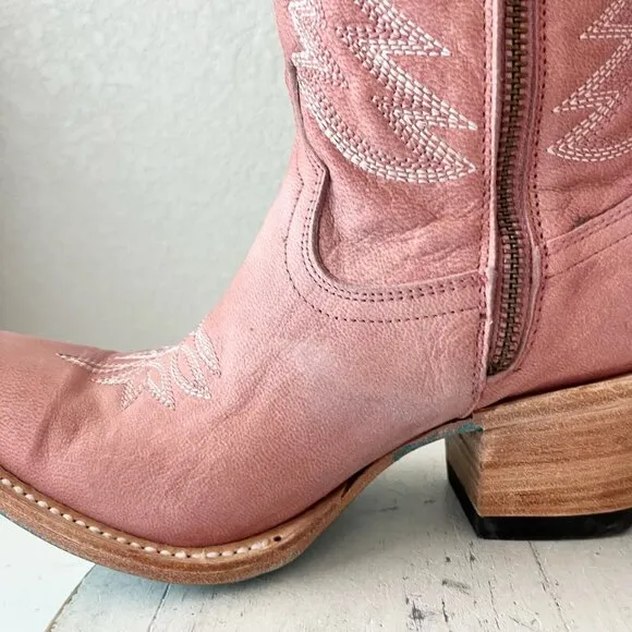 Lane SMOKESHOW Womens Cowboy Boots 7 Pink Leather Western Cowgirl Mid-Calf Tall
