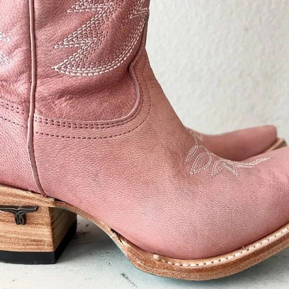 Lane SMOKESHOW Womens Cowboy Boots 7 Pink Leather Western Cowgirl Mid-Calf Tall