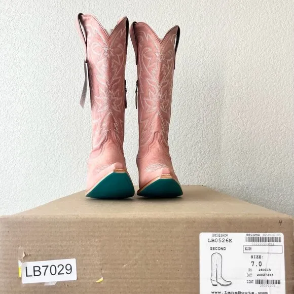 Lane SMOKESHOW Womens Cowboy Boots 7 Pink Leather Western Cowgirl Mid-Calf Tall