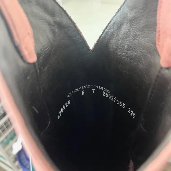 Lane SMOKESHOW Womens Cowboy Boots 7 Pink Leather Western Cowgirl Mid-Calf Tall