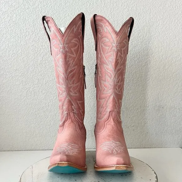 Lane SMOKESHOW Womens Cowboy Boots 7 Pink Leather Western Cowgirl Mid-Calf Tall