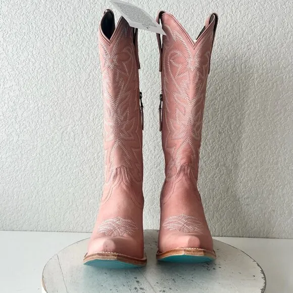 Lane SMOKESHOW Womens Cowboy Boots 7 Pink Leather Western Cowgirl Mid-Calf Tall