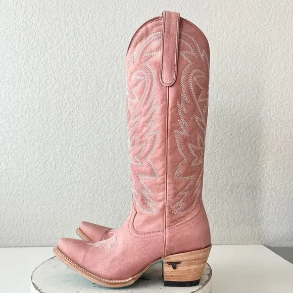 Lane SMOKESHOW Womens Cowboy Boots 7 Pink Leather Western Cowgirl Mid-Calf Tall