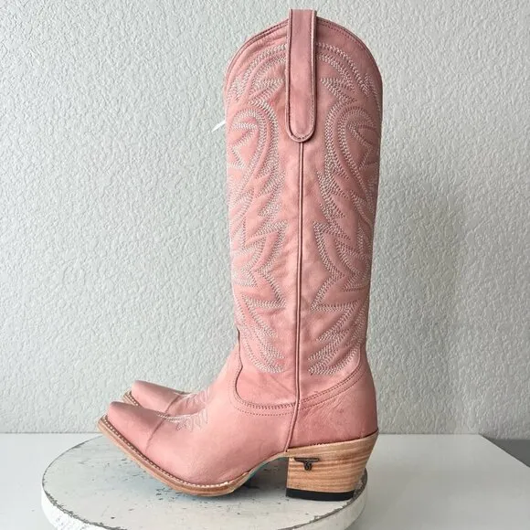 Lane SMOKESHOW Womens Cowboy Boots 7 Pink Leather Western Cowgirl Mid-Calf Tall