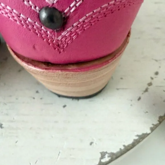 Lane COSSETTE Womens Cowboy Booties 9.5 Western Cowgirl Pink Leather Short Boots