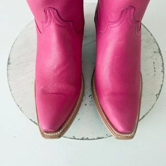 Lane EMMA JANE Womens Cowboy Boots Sz 7.5 Western Hot Pink Leather Cowgirl Tall