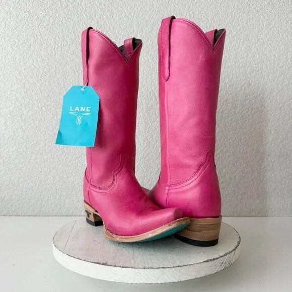 Lane EMMA JANE Womens Cowboy Boots Sz 7.5 Western Hot Pink Leather Cowgirl Tall