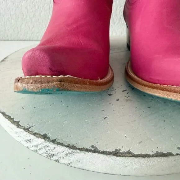 Lane EMMA JANE Womens Cowboy Boots Sz 7.5 Western Hot Pink Leather Cowgirl Tall