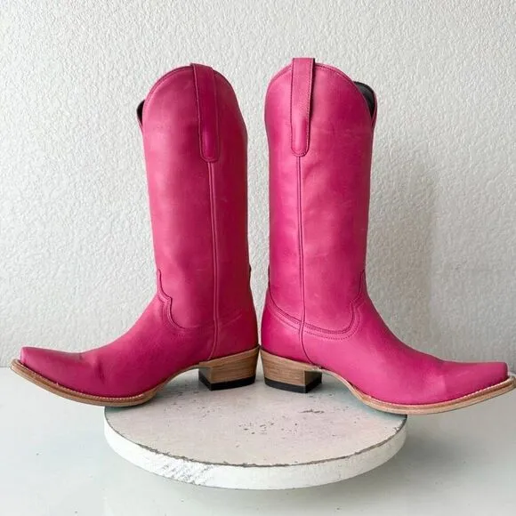 Lane EMMA JANE Womens Cowboy Boots Sz 7.5 Western Hot Pink Leather Cowgirl Tall
