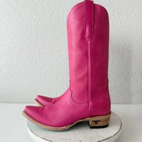 Lane EMMA JANE Womens Cowboy Boots Sz 7.5 Western Hot Pink Leather Cowgirl Tall