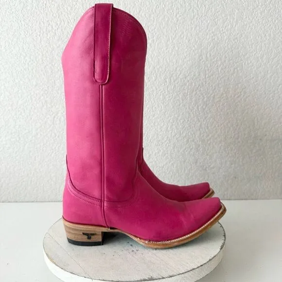 Lane EMMA JANE Womens Cowboy Boots Sz 7.5 Western Hot Pink Leather Cowgirl Tall