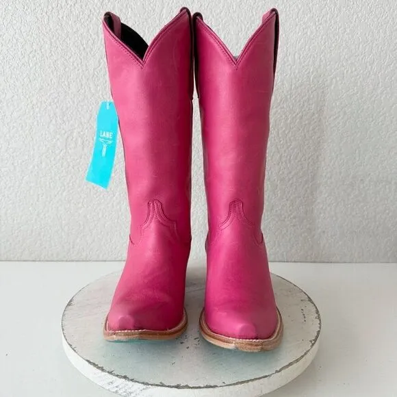 Lane EMMA JANE Womens Cowboy Boots Sz 7.5 Western Hot Pink Leather Cowgirl Tall