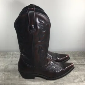Laredo 6862 Hawk Snip Toe Maroon Leather Cowboy Western Pull On Mens Boots 8.5