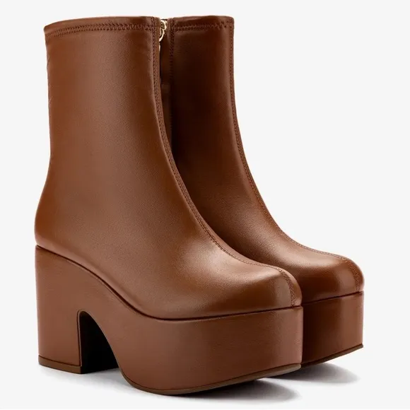 Larroudé Miso Leather Platform Short Boots 8