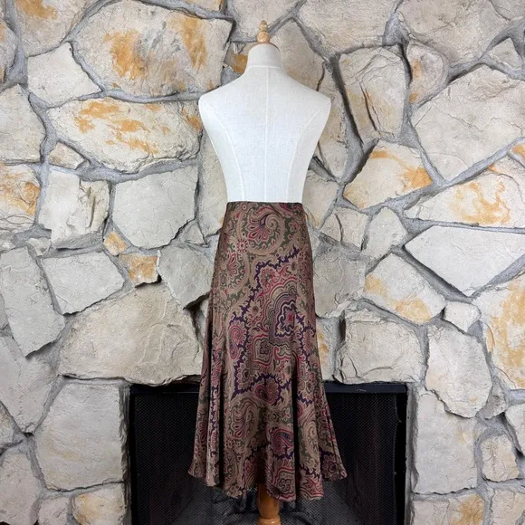 Lauren Ralph Lauren Paisley Flared Skirt Damson Plum Paisley | 6P