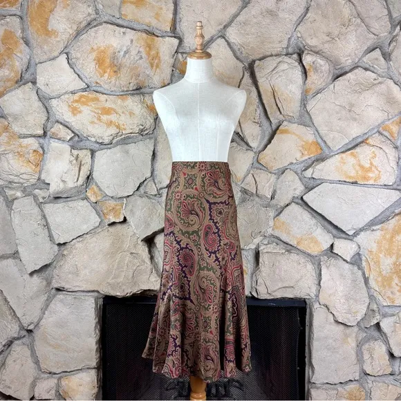 Lauren Ralph Lauren Paisley Flared Skirt Damson Plum Paisley | 6P