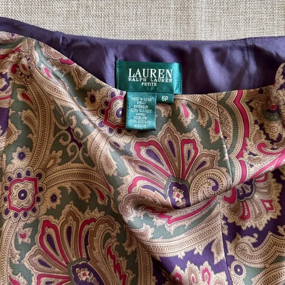 Lauren Ralph Lauren Paisley Flared Skirt Damson Plum Paisley | 6P