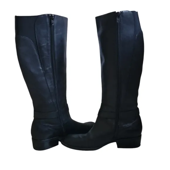 LAUREN RALPH LAUREN Tall Leather Heeled Boots Black 7.5