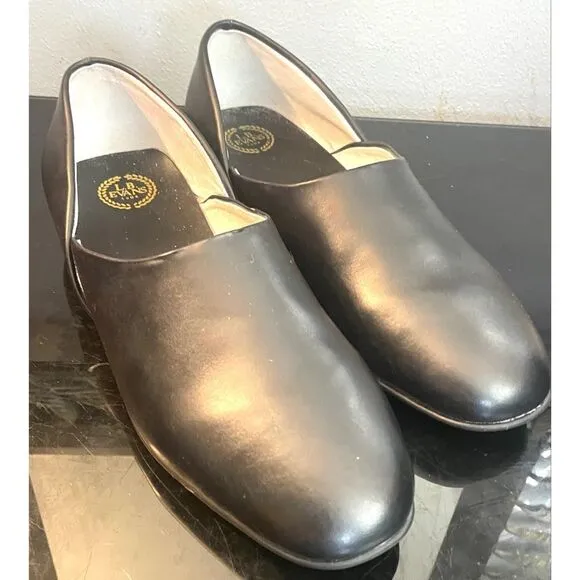 L.B. Evans Radio Tyme Slippers Men's 12 M Black Leather Comfort Casual Shoes NEW