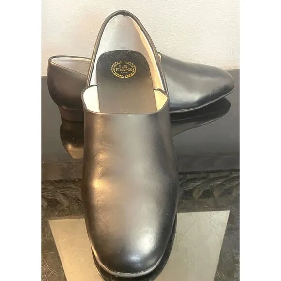 L.B. Evans Radio Tyme Slippers Men's 12 M Black Leather Comfort Casual Shoes NEW
