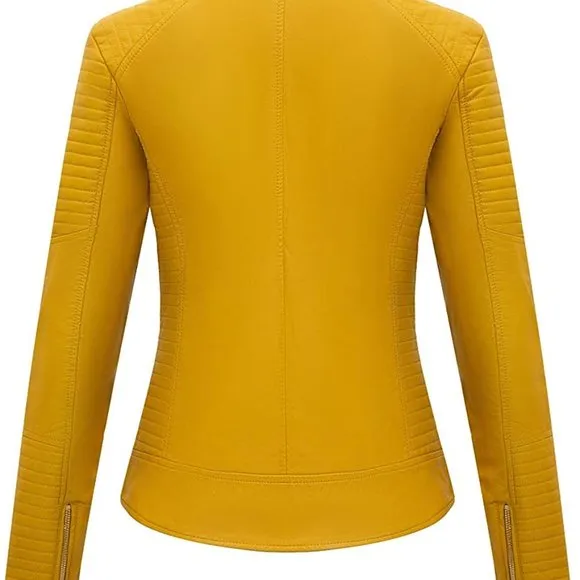 Leather Casual Short Jacket for Women,Moto Coat